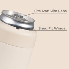 Slim Can Cooler 12oz | Insulated Stainless Steel Skinny Can Holder – Cream