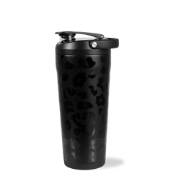 Insulated Shaker 24oz | Stainless Steel Protein Shaker, Silent Grate – Black Leopard